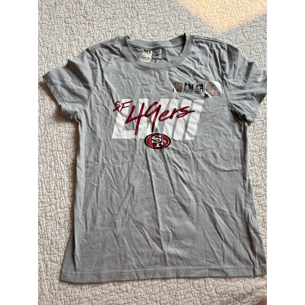 Nike Womens San Francisco 49ers Super Bowl LVIII Trophy Collection Shirt Medium